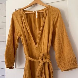 Gap Mustard Yellow Gauze Crinkle Romper